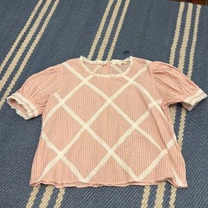 Love shack fancy puffed shoulder blouse pink